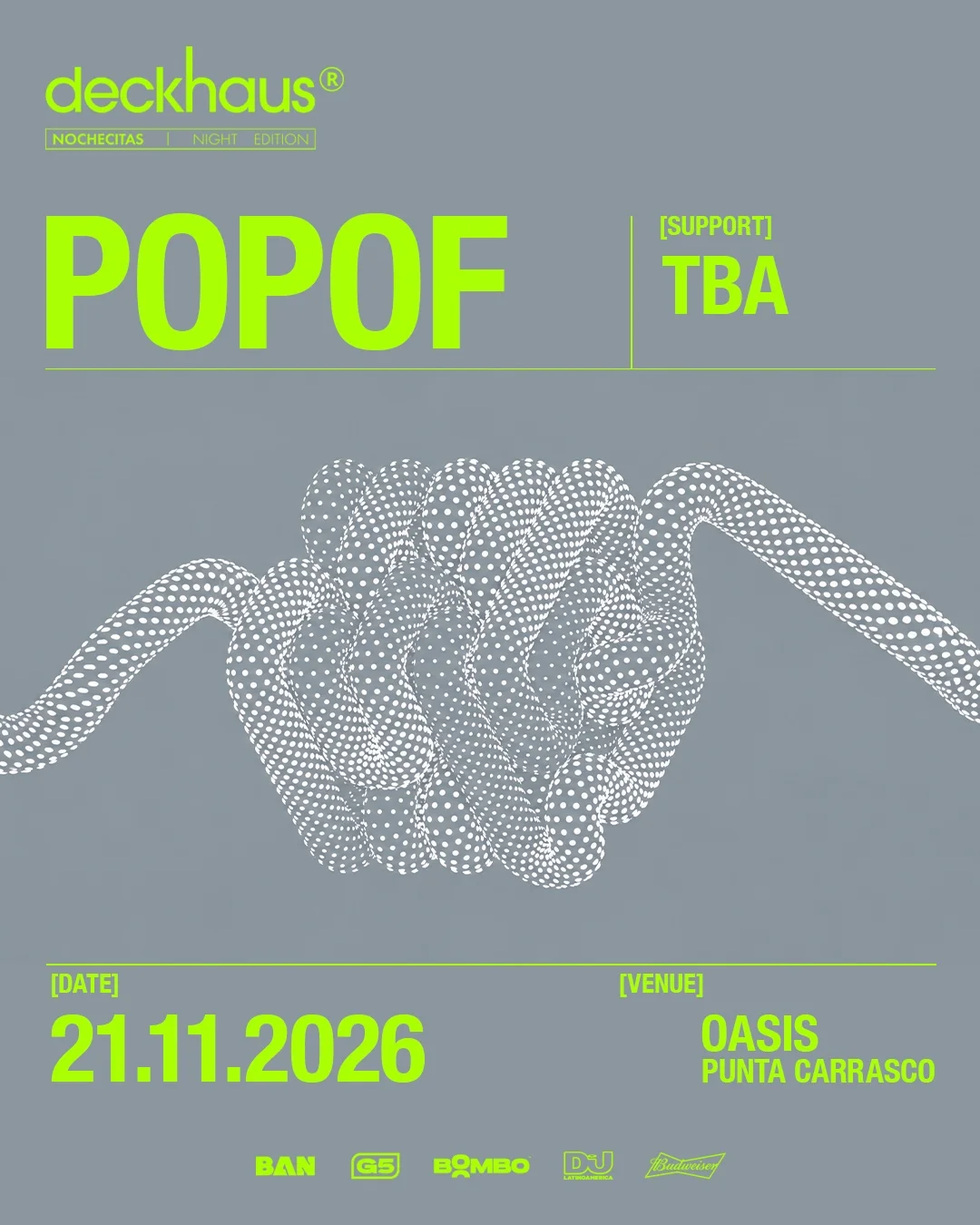 Flyer de DECKHAUS: POPOF + TBA, 21.11.2026